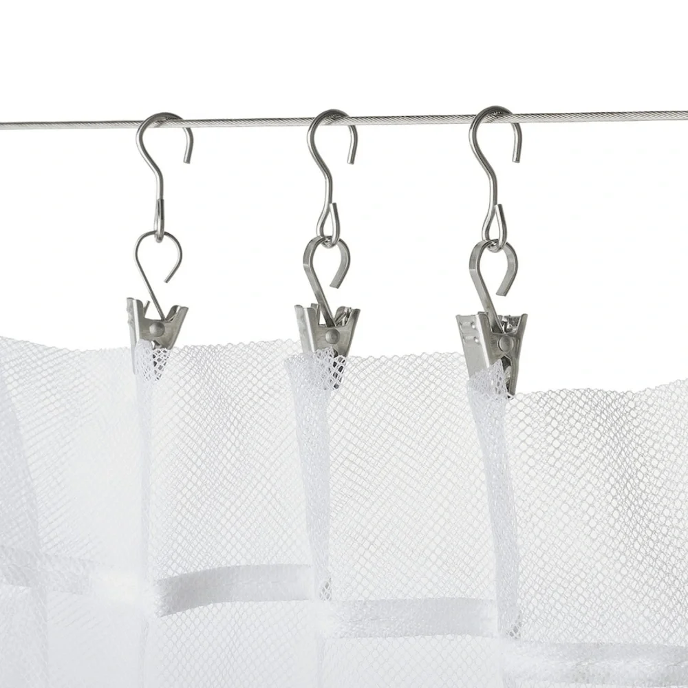IKEA Riktig set of 24 stainless steel hooks w clips for Photos or curtains NWT